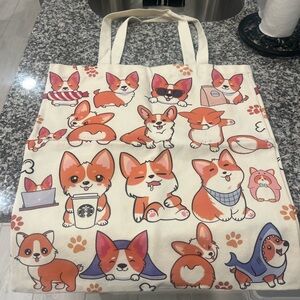 Cute Corgi Dog Tote Bag - Orange and White
